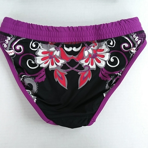 Athleta Paisley Floral Two Piece Bikini Set XS Black Purple Magenta Boho - Picture 11 of 14